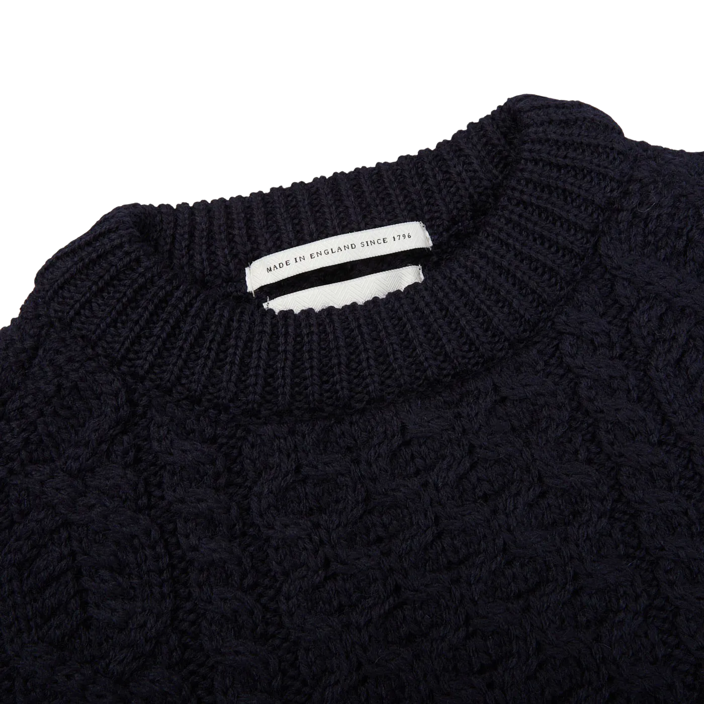 Navy Blue Merino Wool Hudson Aran Jumper