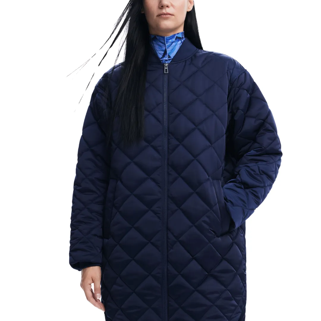 Navy Blue Quilted Padded Coat