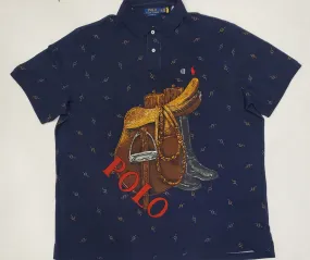 Nwt Polo Ralph Lauren Navy Saddle Print Classic Fit Polo