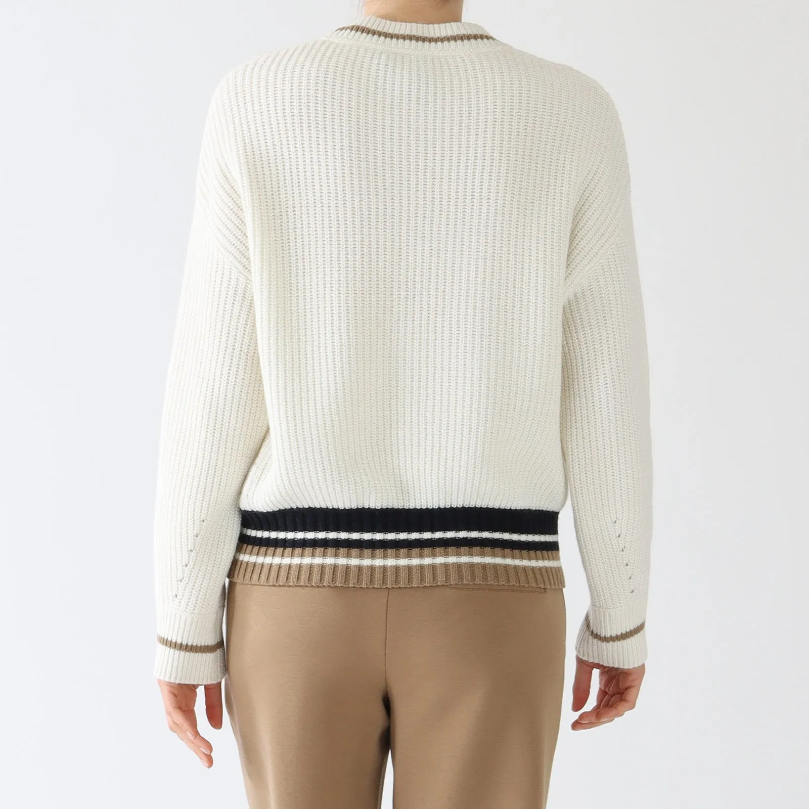 Off-White Ribbed Wool & Cashmere Blend Sweater