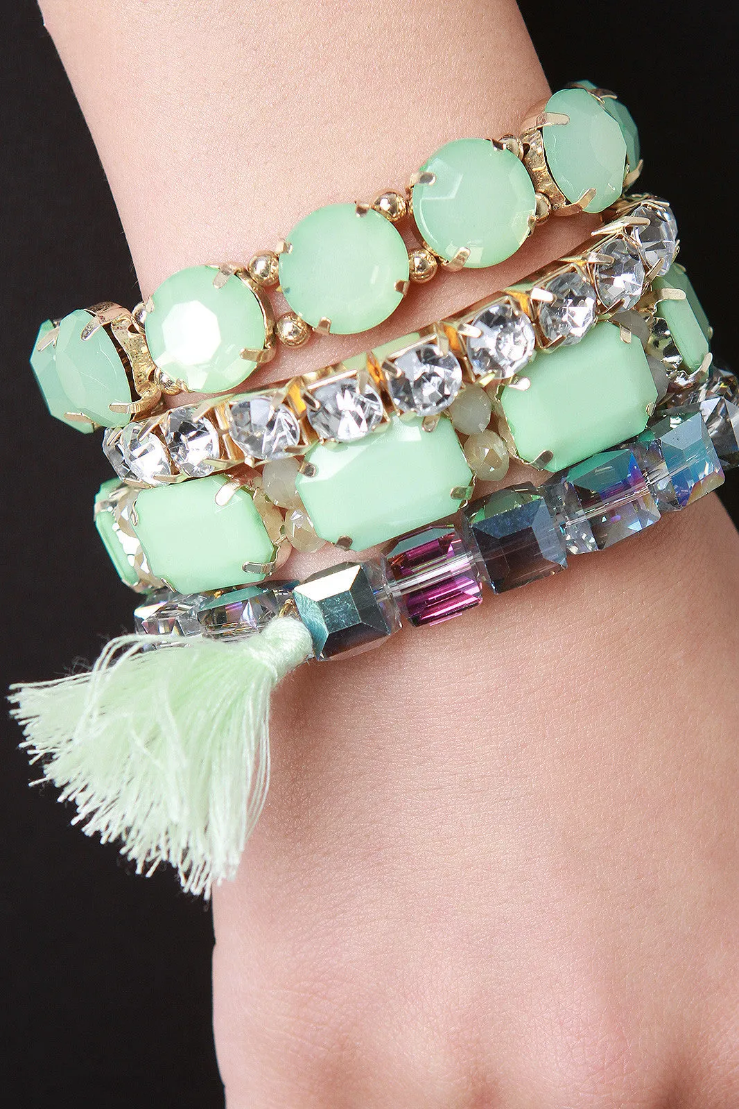 Opaque Pastel Gem Bracelet Set