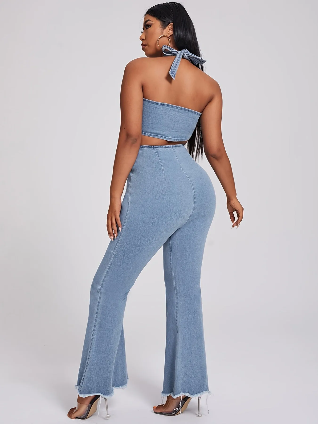 Organic Cotton Crop Top & High Rise Flared Jeans Set