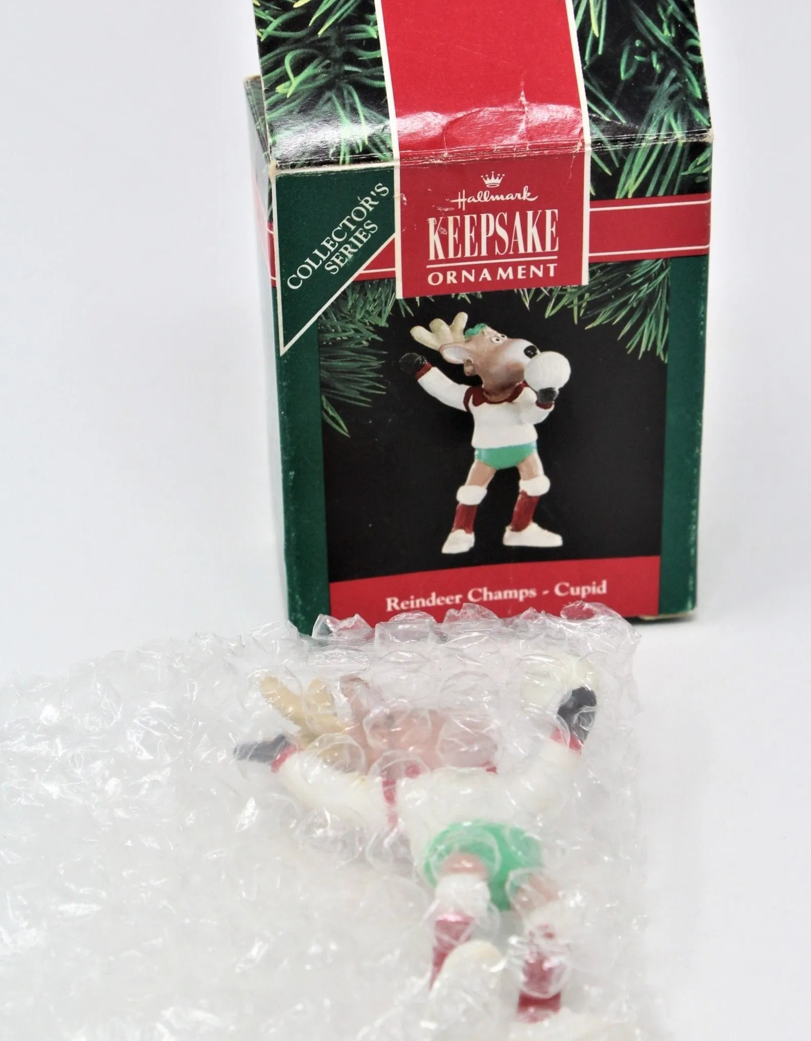 Ornaments, Hallmark, Reindeer Champs, #6 Cupid, in Box, 1991