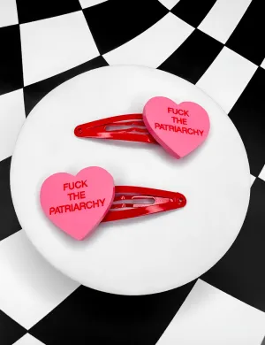 PATRIARCHY GENTLE REMINDER HAIR CLIPS - PINK