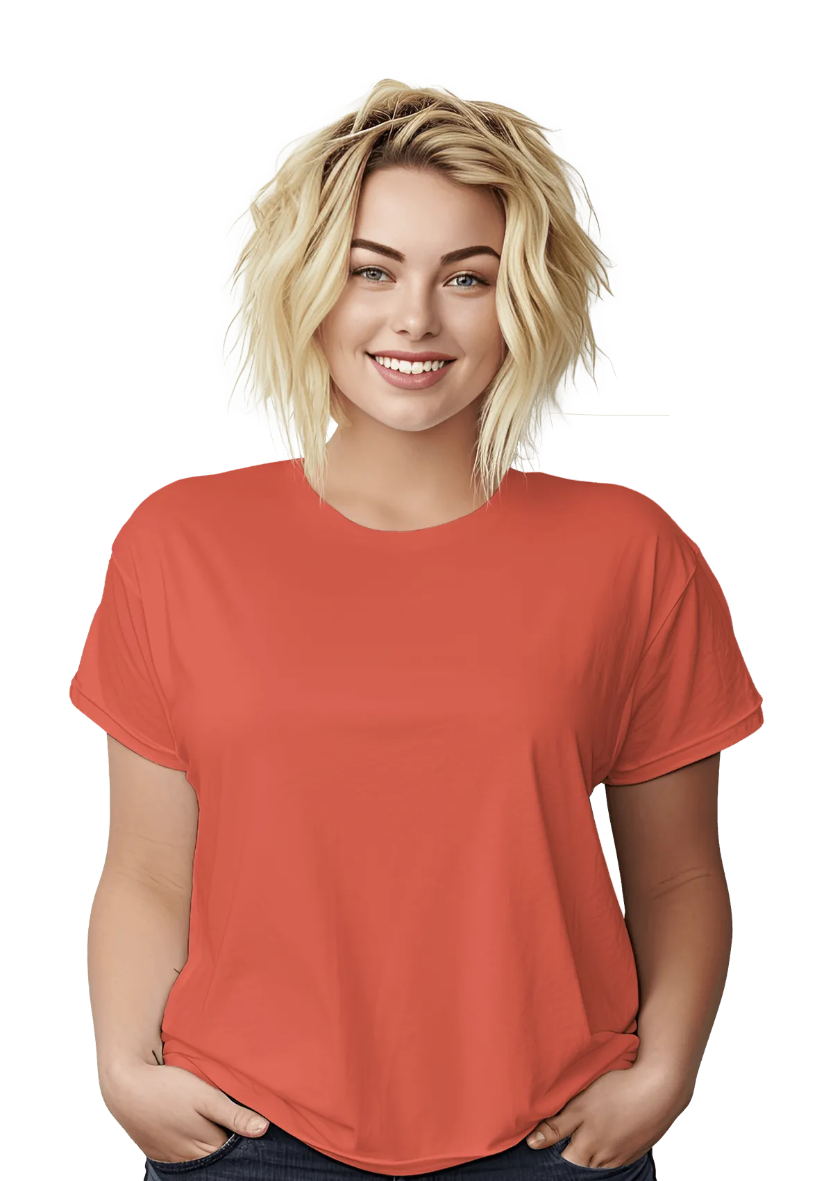 Perfect TShirt Co Womens Original Boyfriend T-Shirt - Lucky Coral Orange