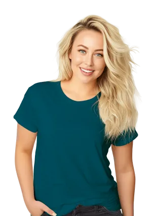 Perfect TShirt Co Women's Short Sleeve Crew Neck Heather Relax Fit T-Shirt - Deep Teal