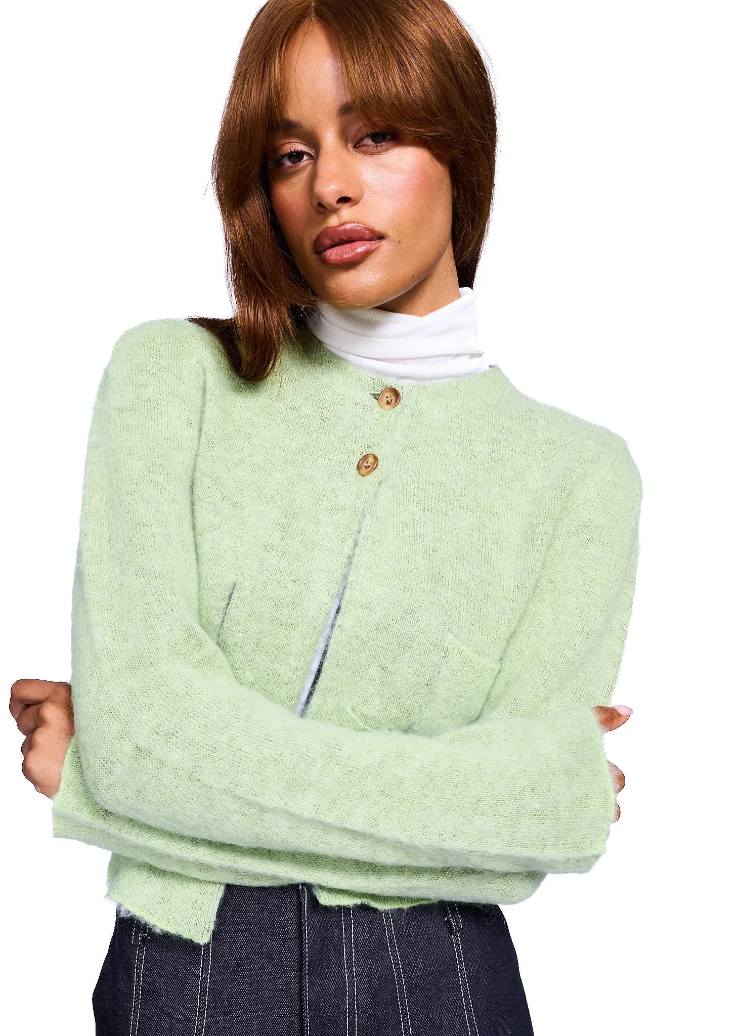 Perverze Retouched Pocket Mohair Blend Cardigan