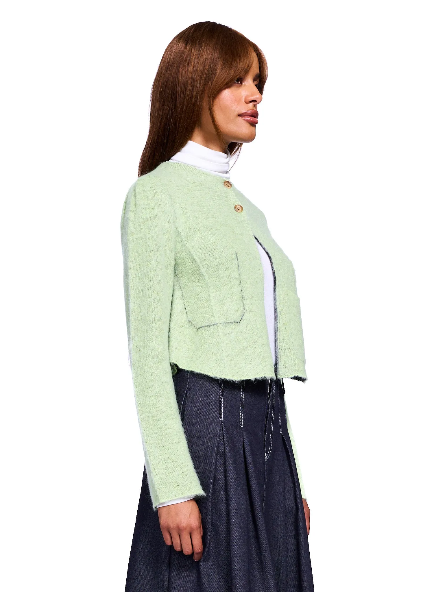 Perverze Retouched Pocket Mohair Blend Cardigan