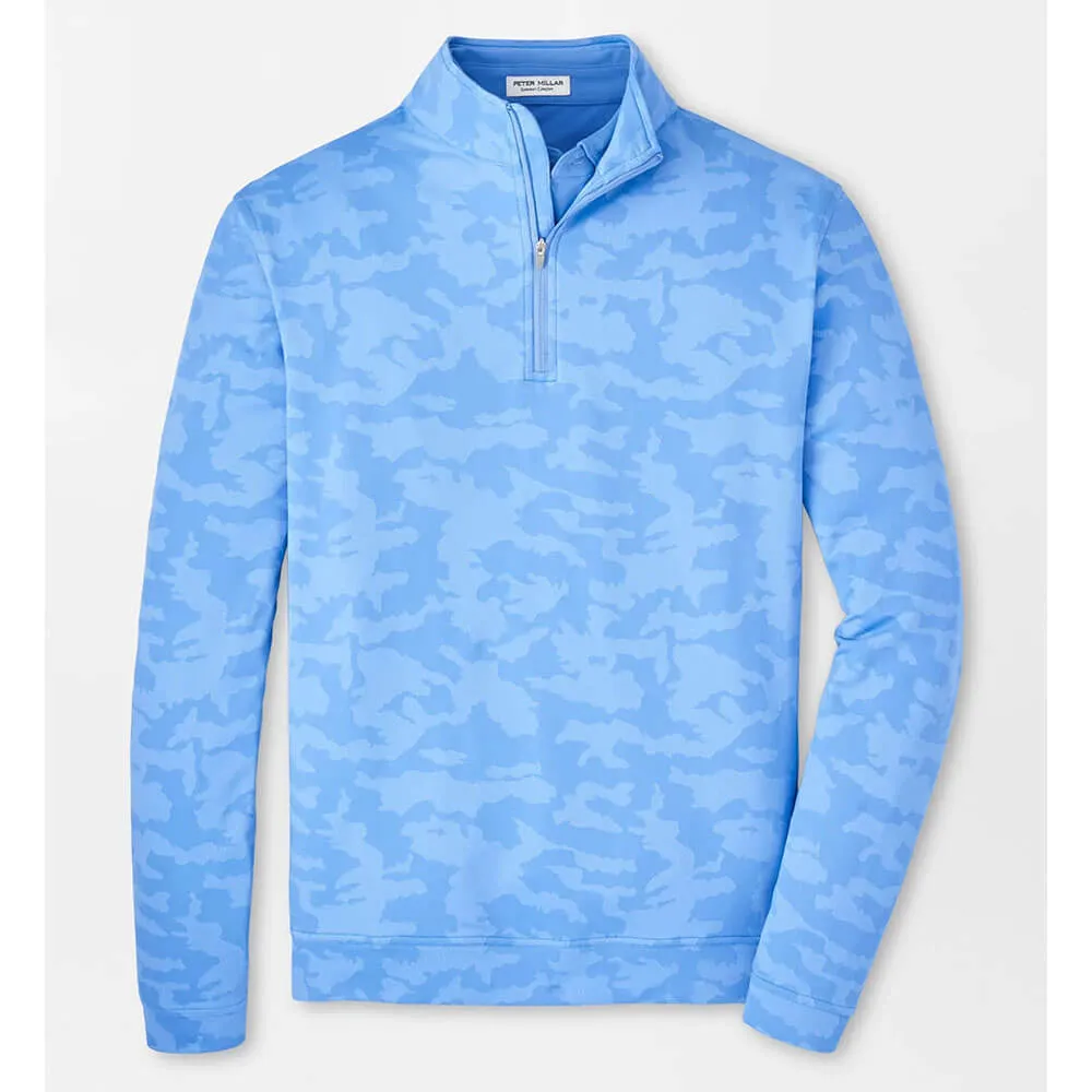 Peter Millar Perth Camo Performance 1/4 Zip Pullover Sweater - Liberty Blue