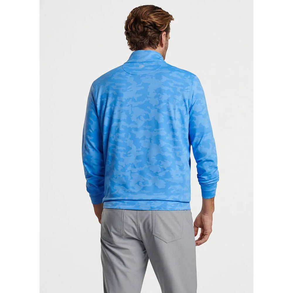 Peter Millar Perth Camo Performance 1/4 Zip Pullover Sweater - Liberty Blue