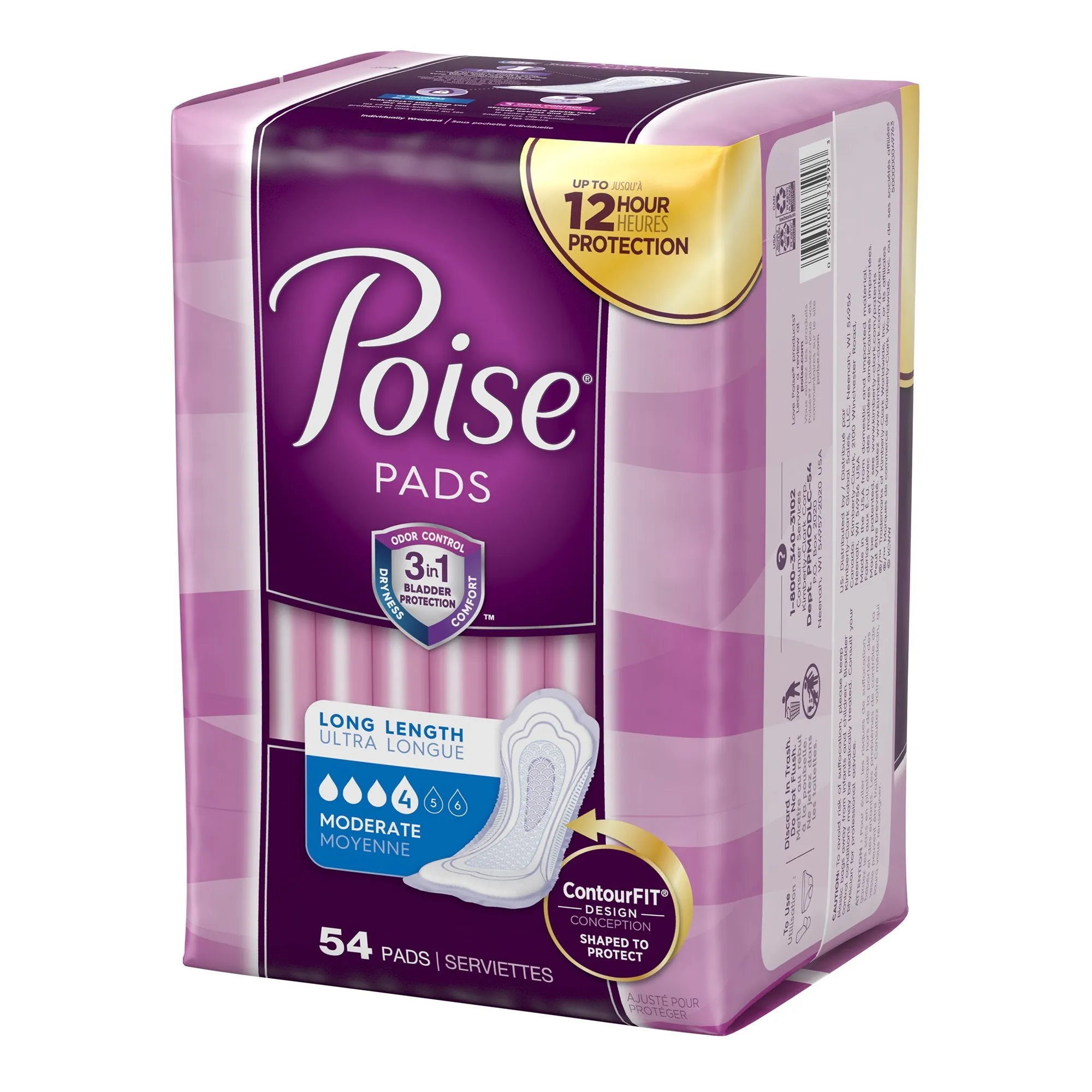 Poise Bladder Control Pads, Adult Women, Moderate Absorbency, Disposable, 12.20" Length