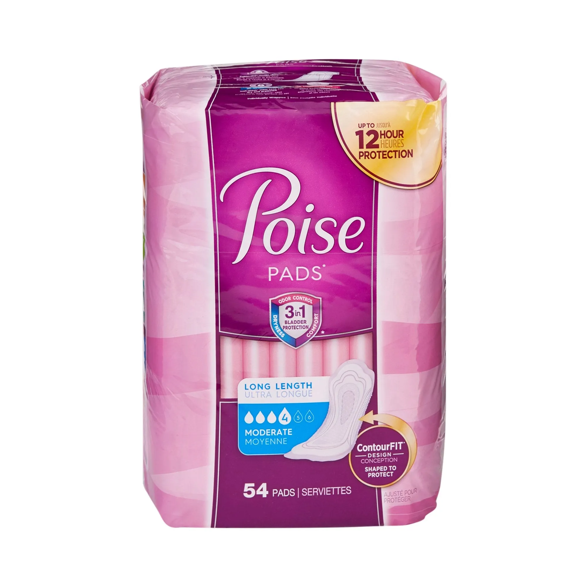 Poise Bladder Control Pads, Adult Women, Moderate Absorbency, Disposable, 12.20" Length