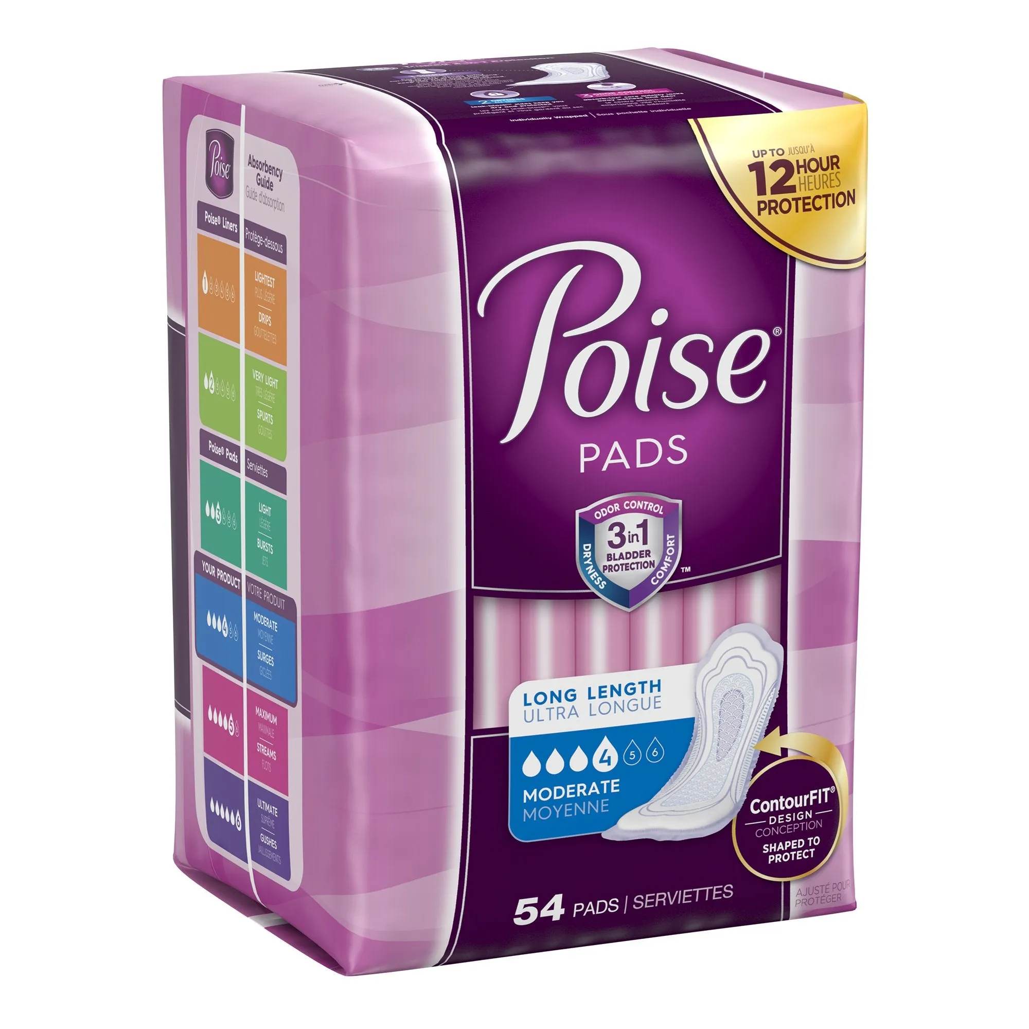 Poise Bladder Control Pads, Adult Women, Moderate Absorbency, Disposable, 12.20" Length