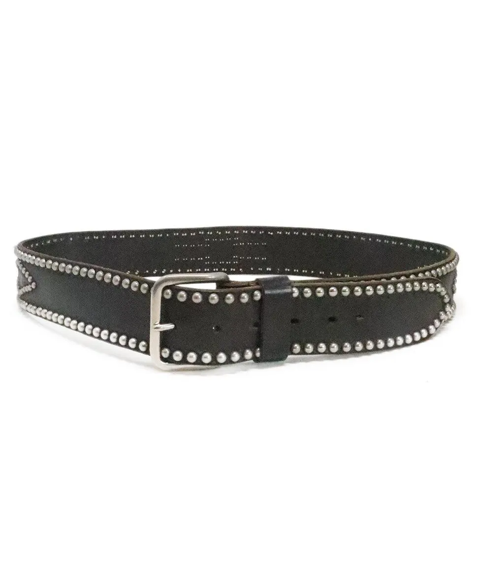 Polo Black Leather Studded Belt