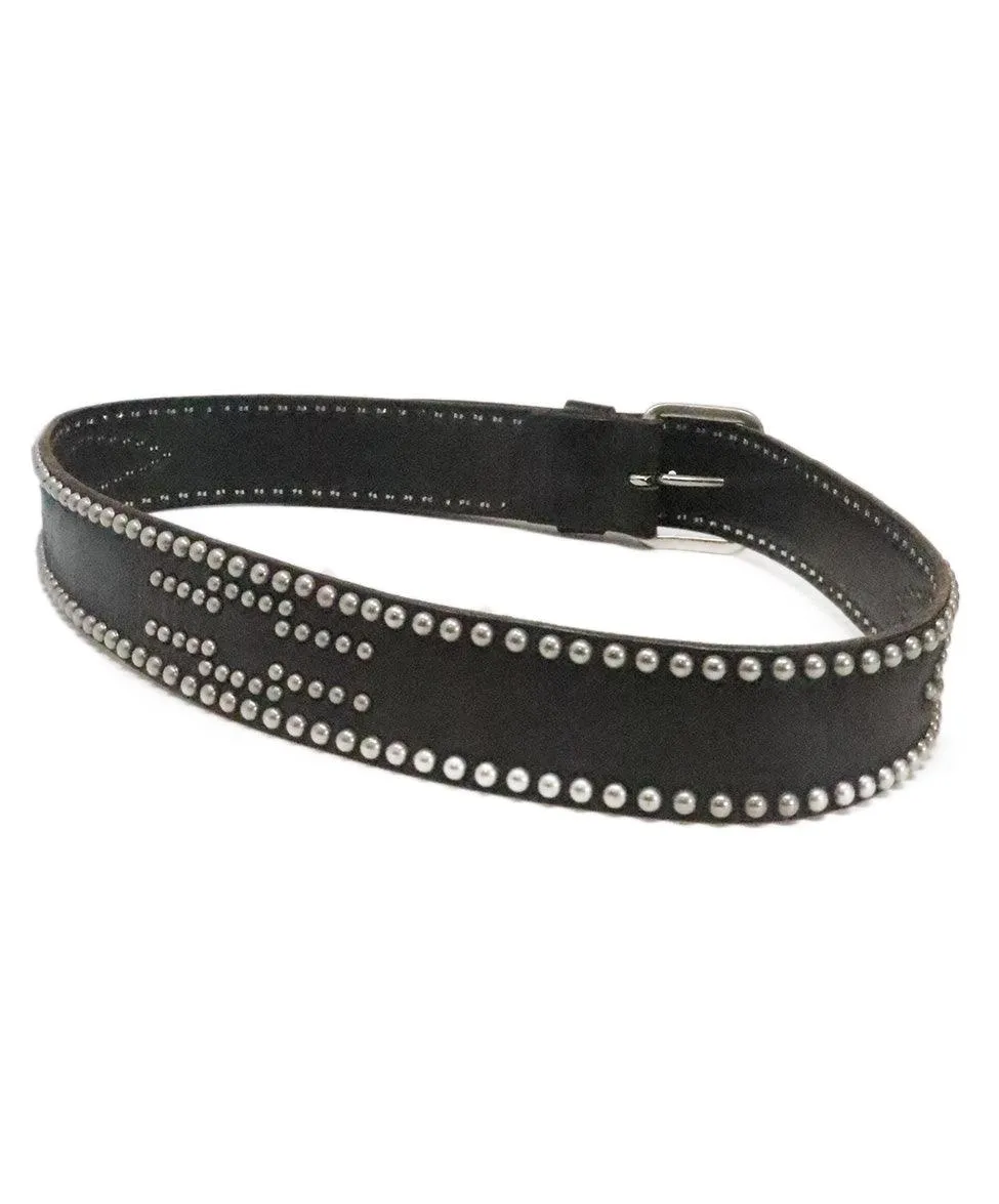 Polo Black Leather Studded Belt