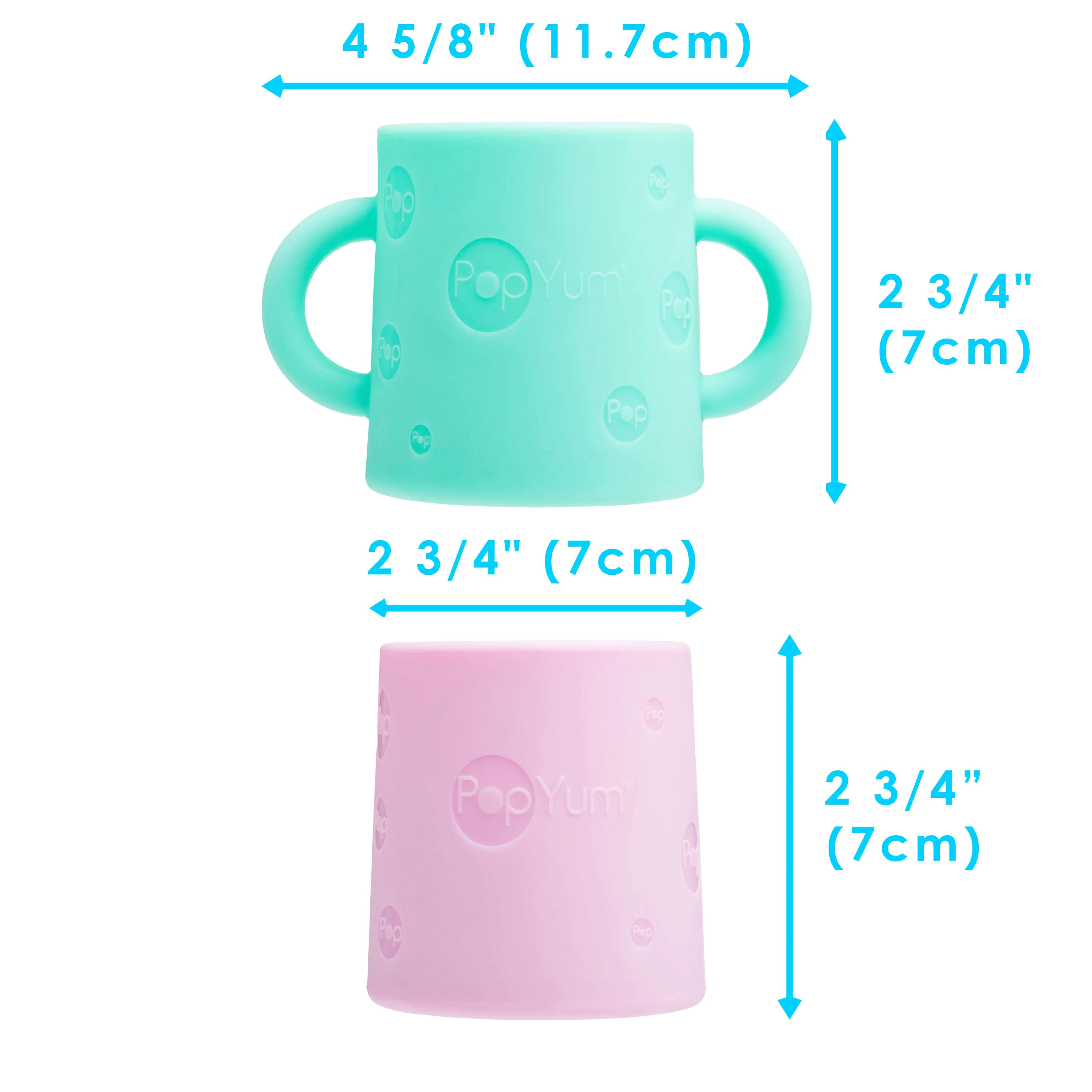 PopYum Silicone Training Cup 2-Pack (Green and Pink)