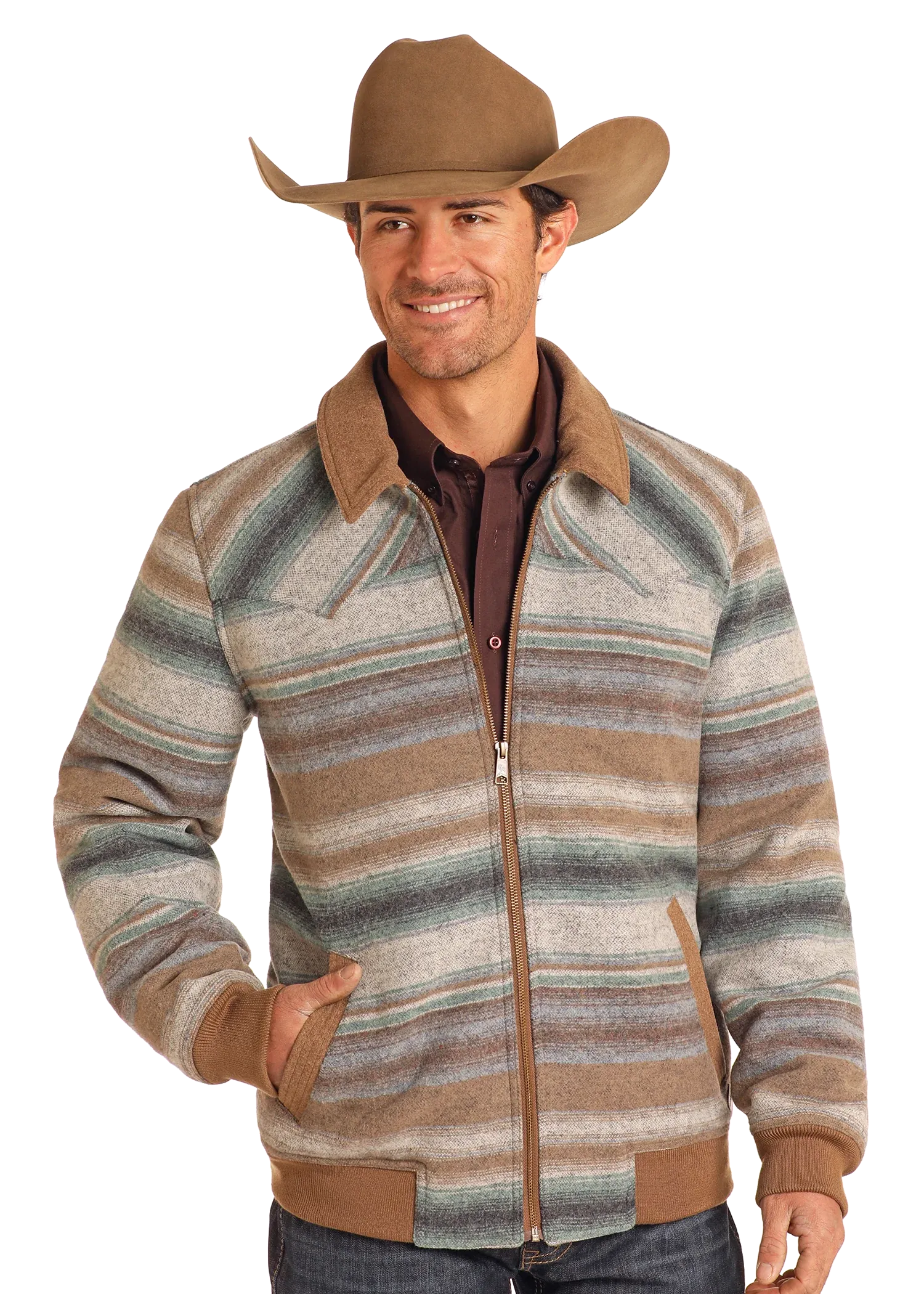 Powder River Serape Stripe Wool Bomber-DM92C04073