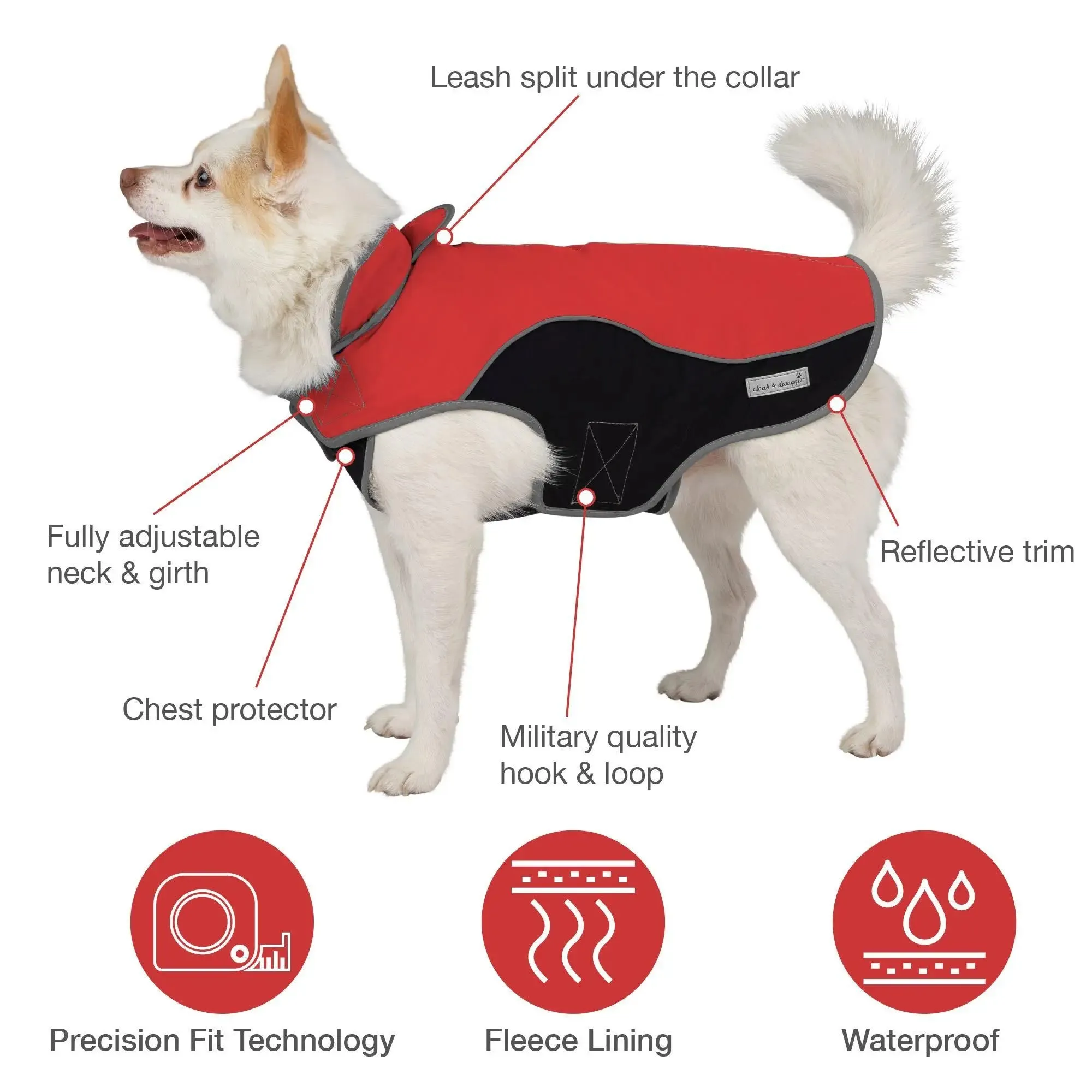 Precision Fit™ Dog Parka Sport Lightweight Lined Waterproof  6-130 LBS