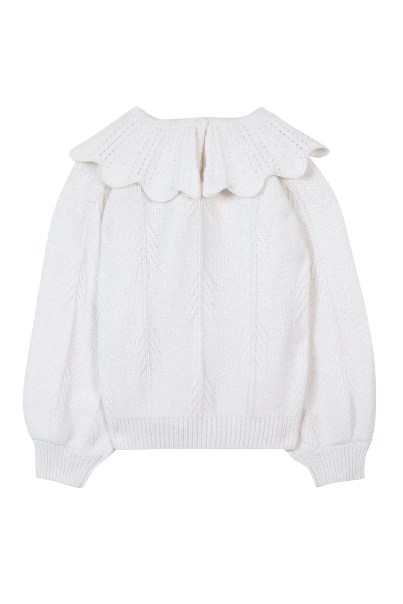 Pull - Ecru tricot col volanté