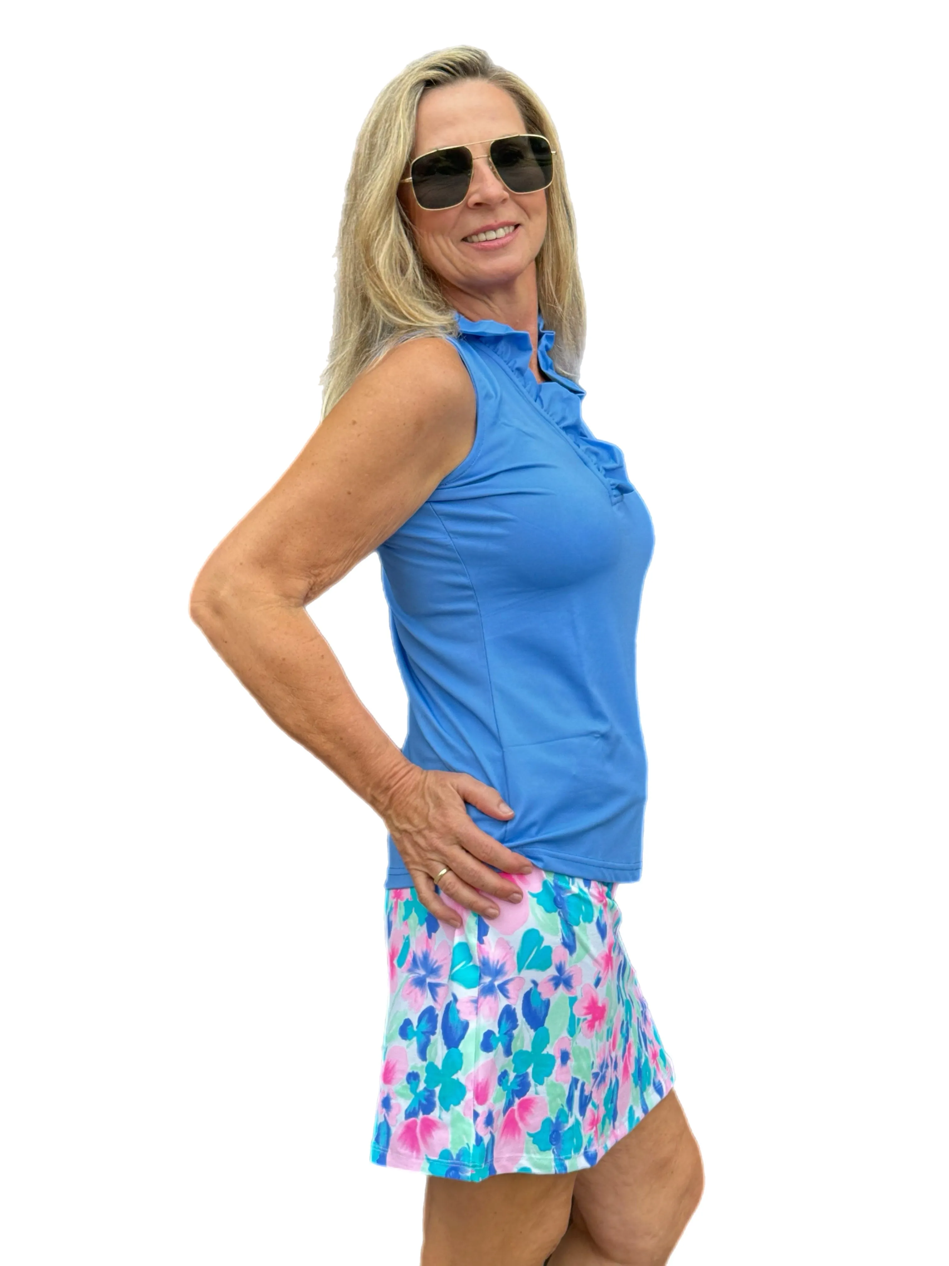 Pull-on Zip Skort with UPF50  Pastel Flowers