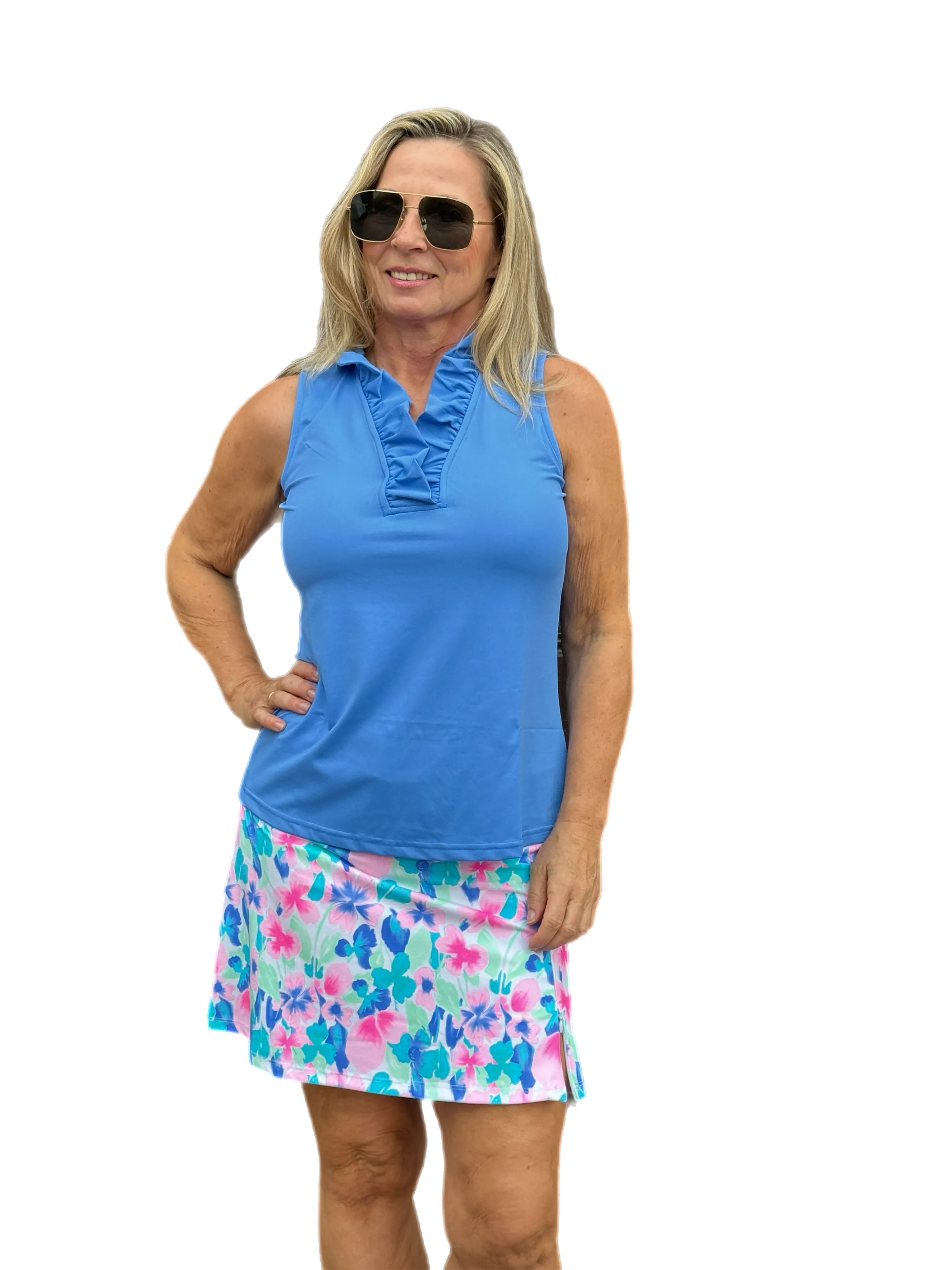 Pull-on Zip Skort with UPF50  Pastel Flowers