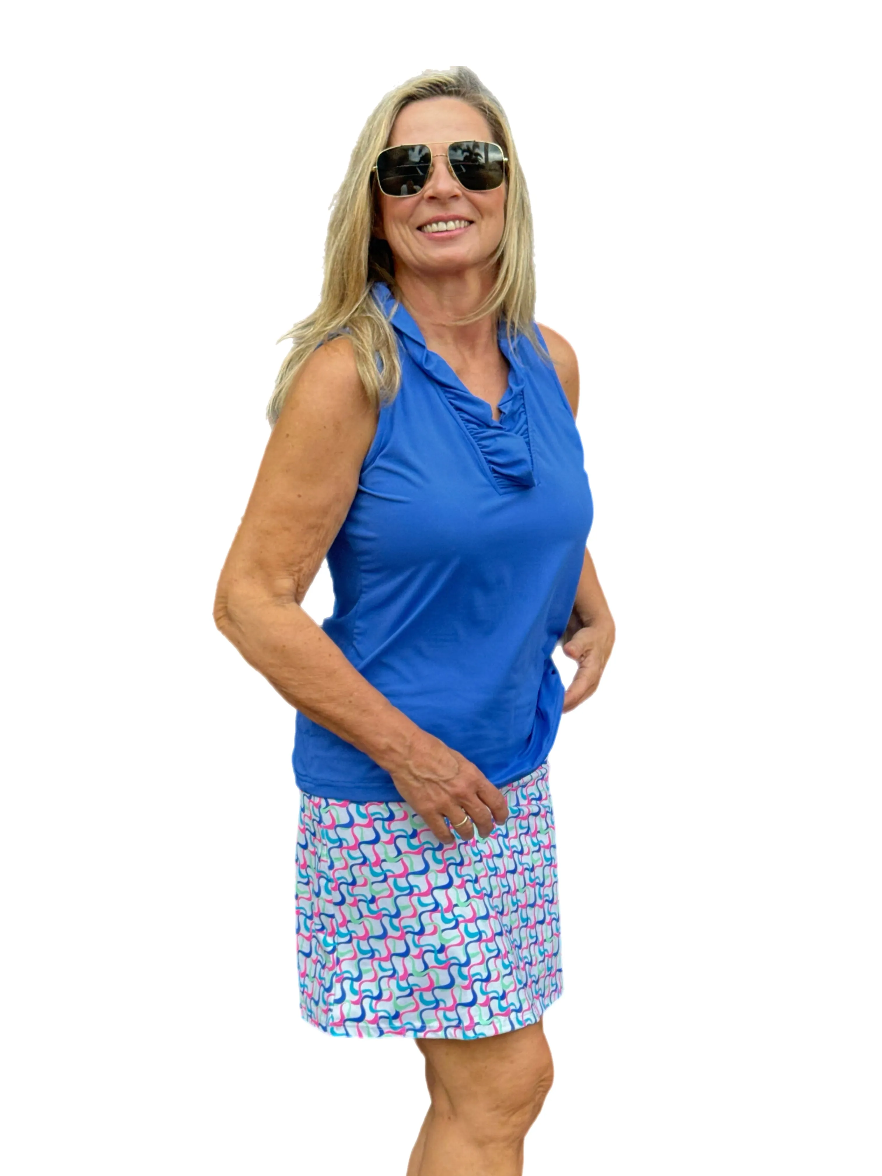 Pull-on Zip Skort with UPF50  Pastel Waves