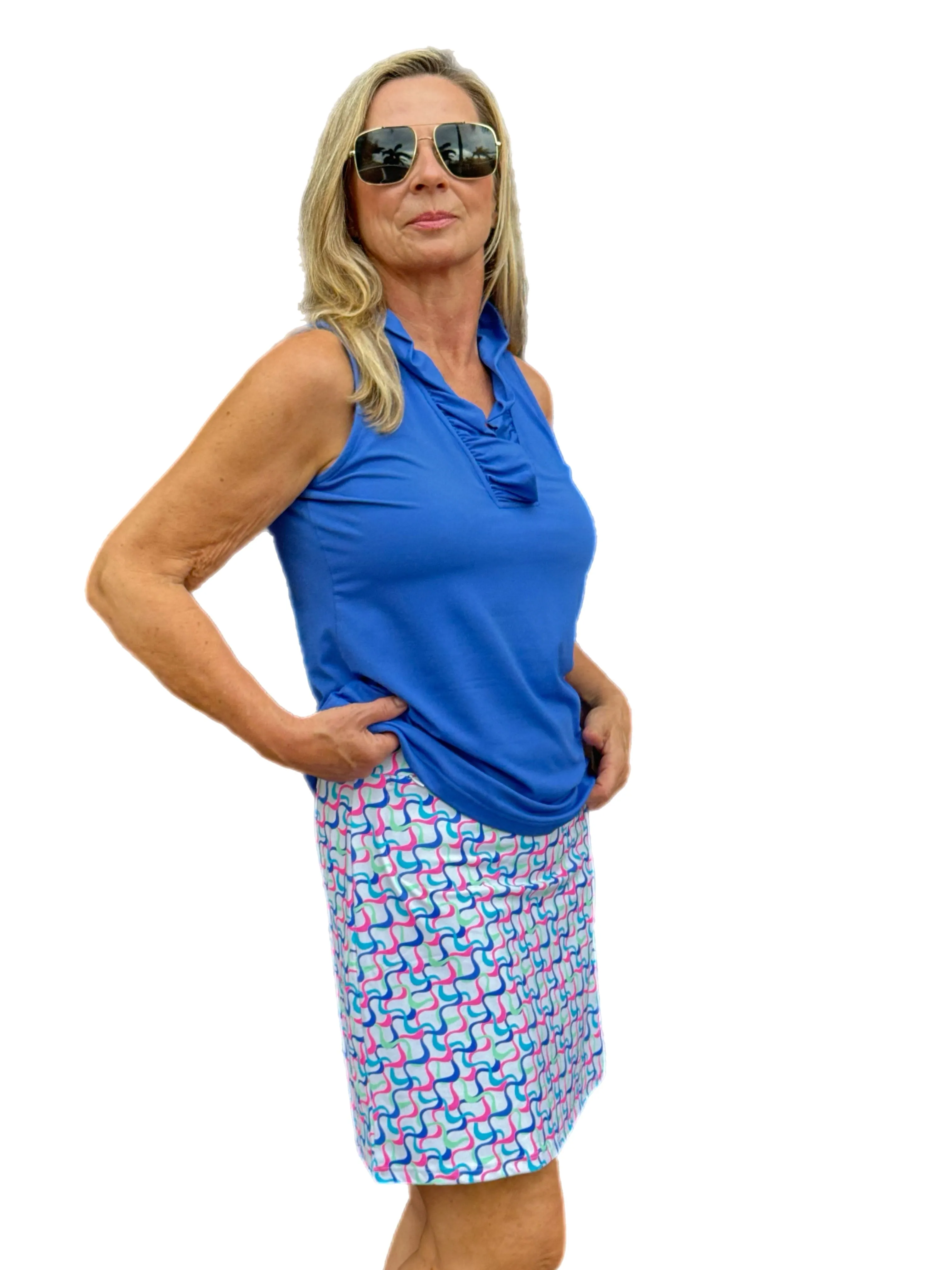 Pull-on Zip Skort with UPF50  Pastel Waves