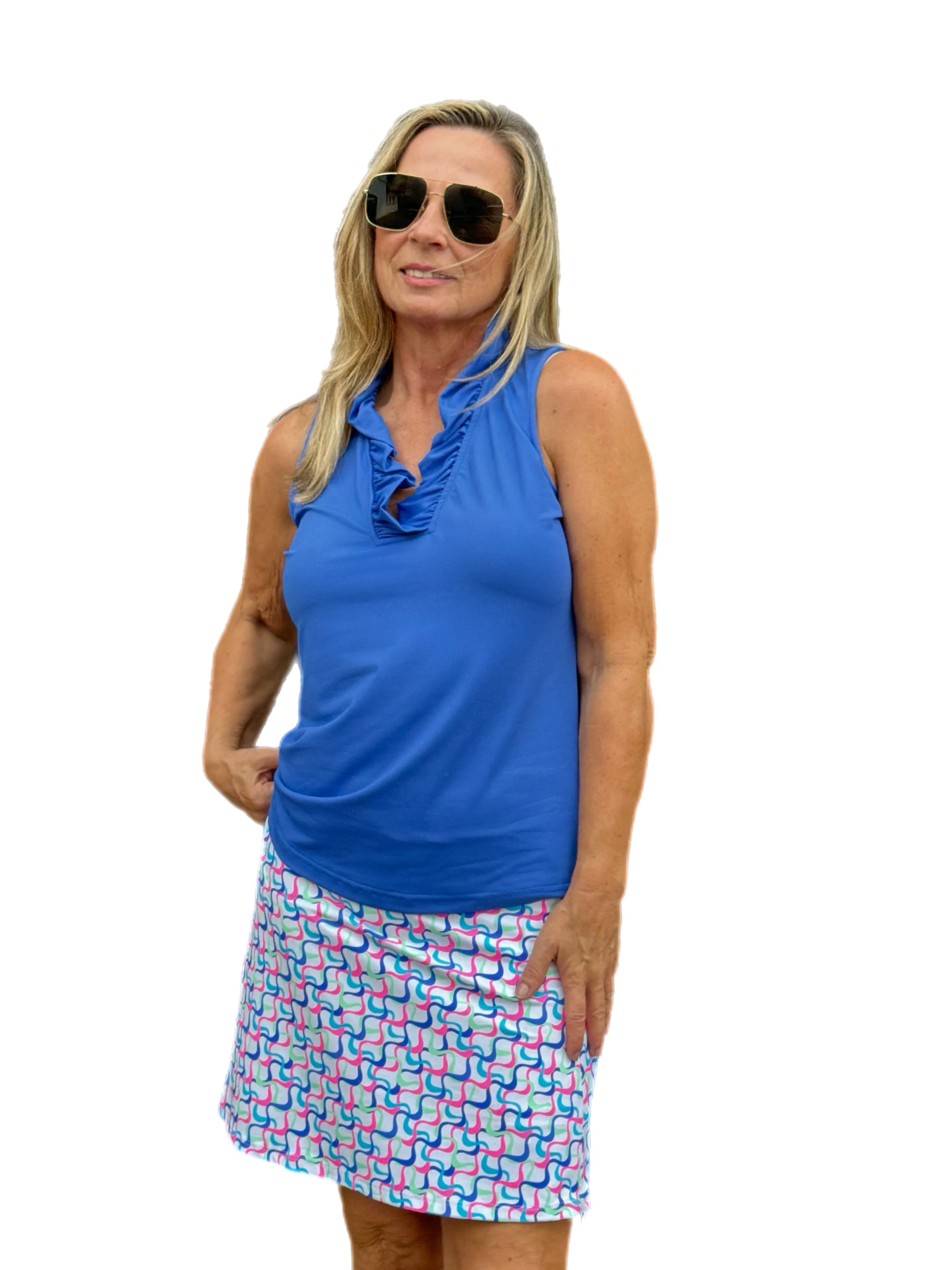 Pull-on Zip Skort with UPF50  Pastel Waves