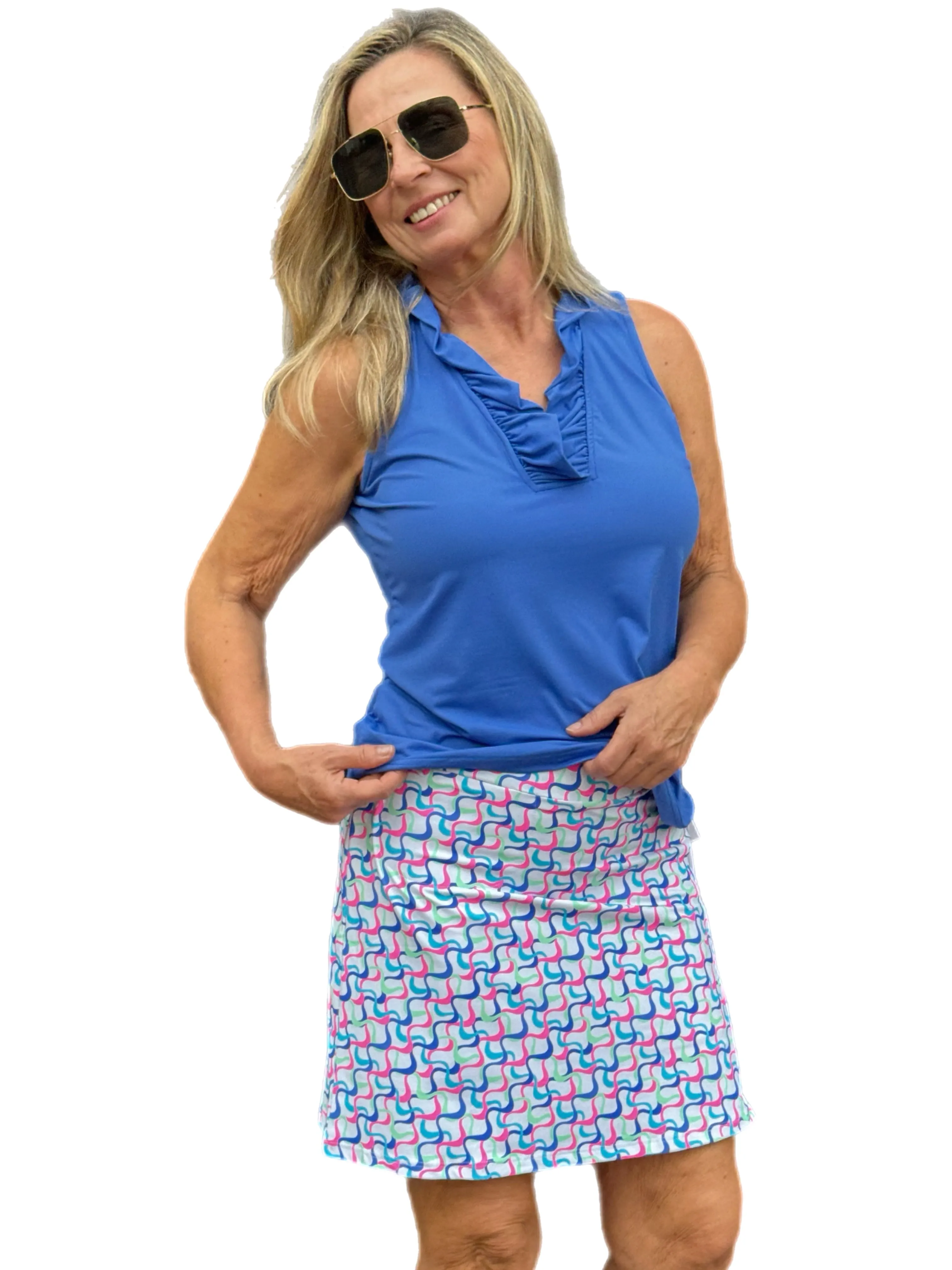 Pull-on Zip Skort with UPF50  Pastel Waves