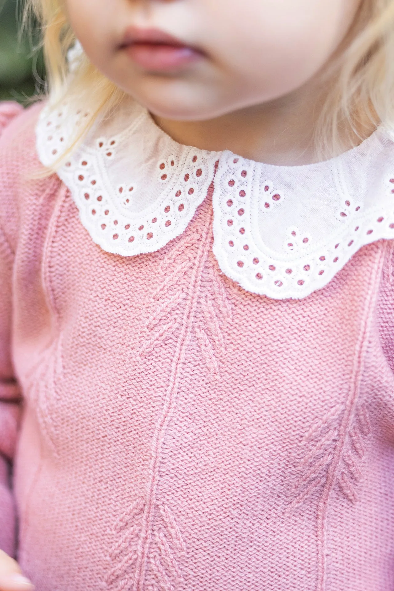 Pull - Vieux rose col broderie anglaise