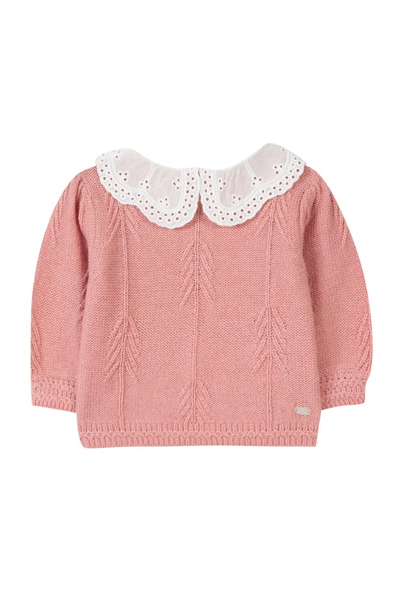 Pull - Vieux rose col broderie anglaise