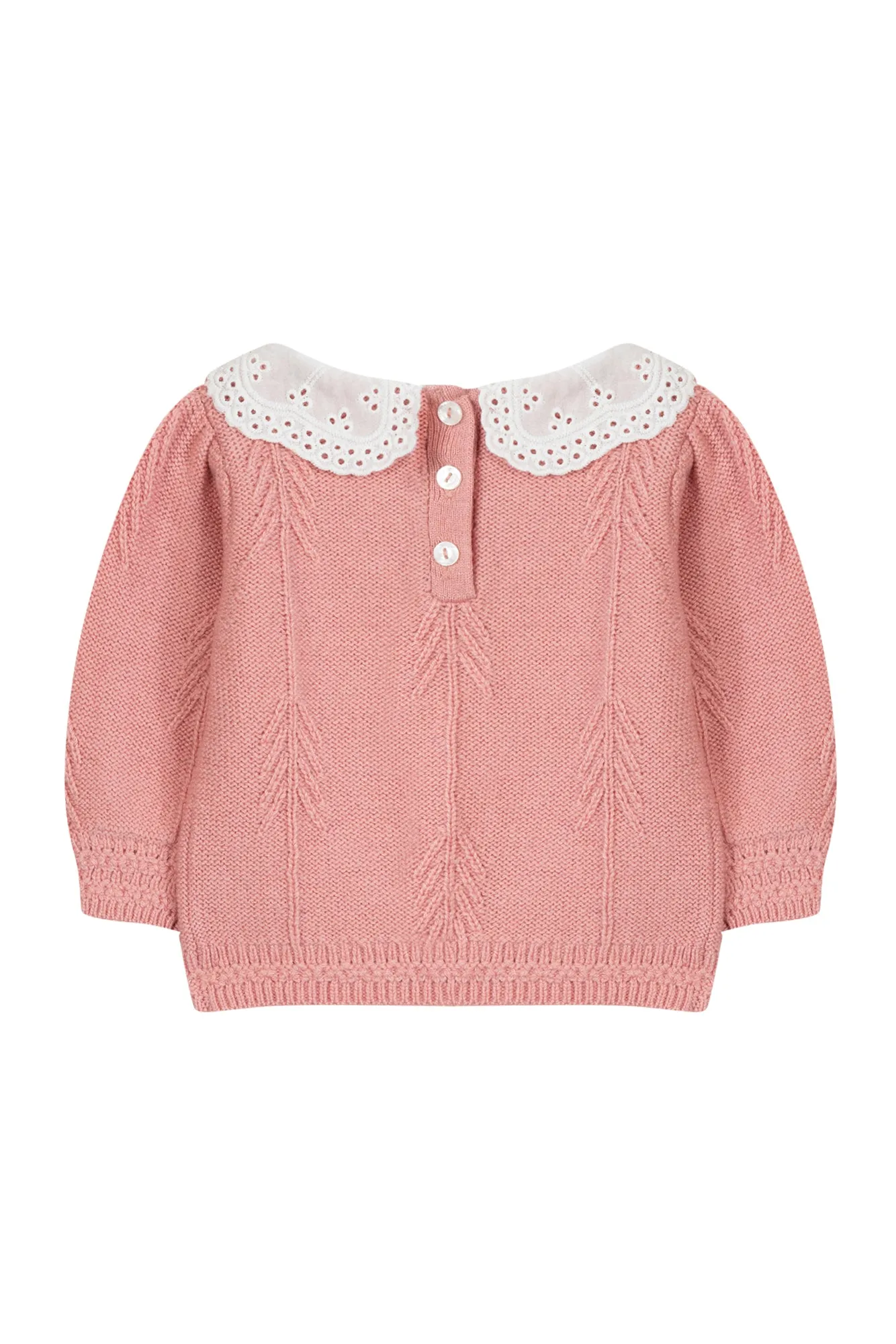 Pull - Vieux rose col broderie anglaise