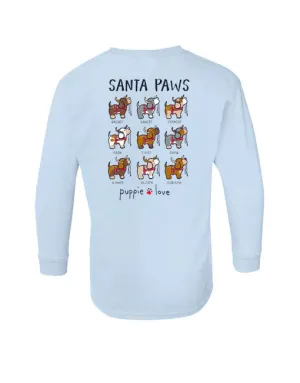 Puppie Love Santa paws Reindeer Pups Youth Long Sleeve Tee