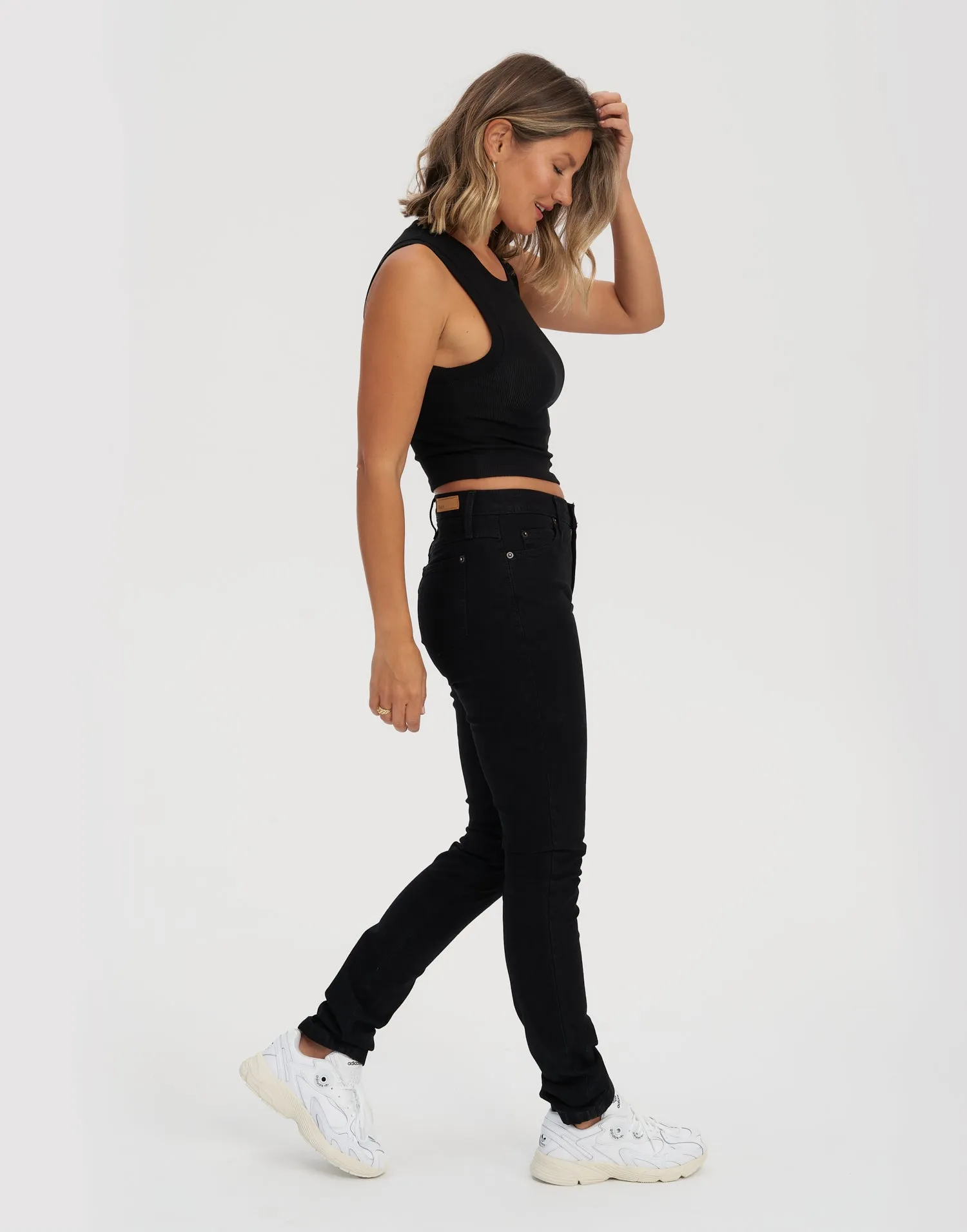 RACHEL SKINNY JEANS / 33" OVERDYE BLACK