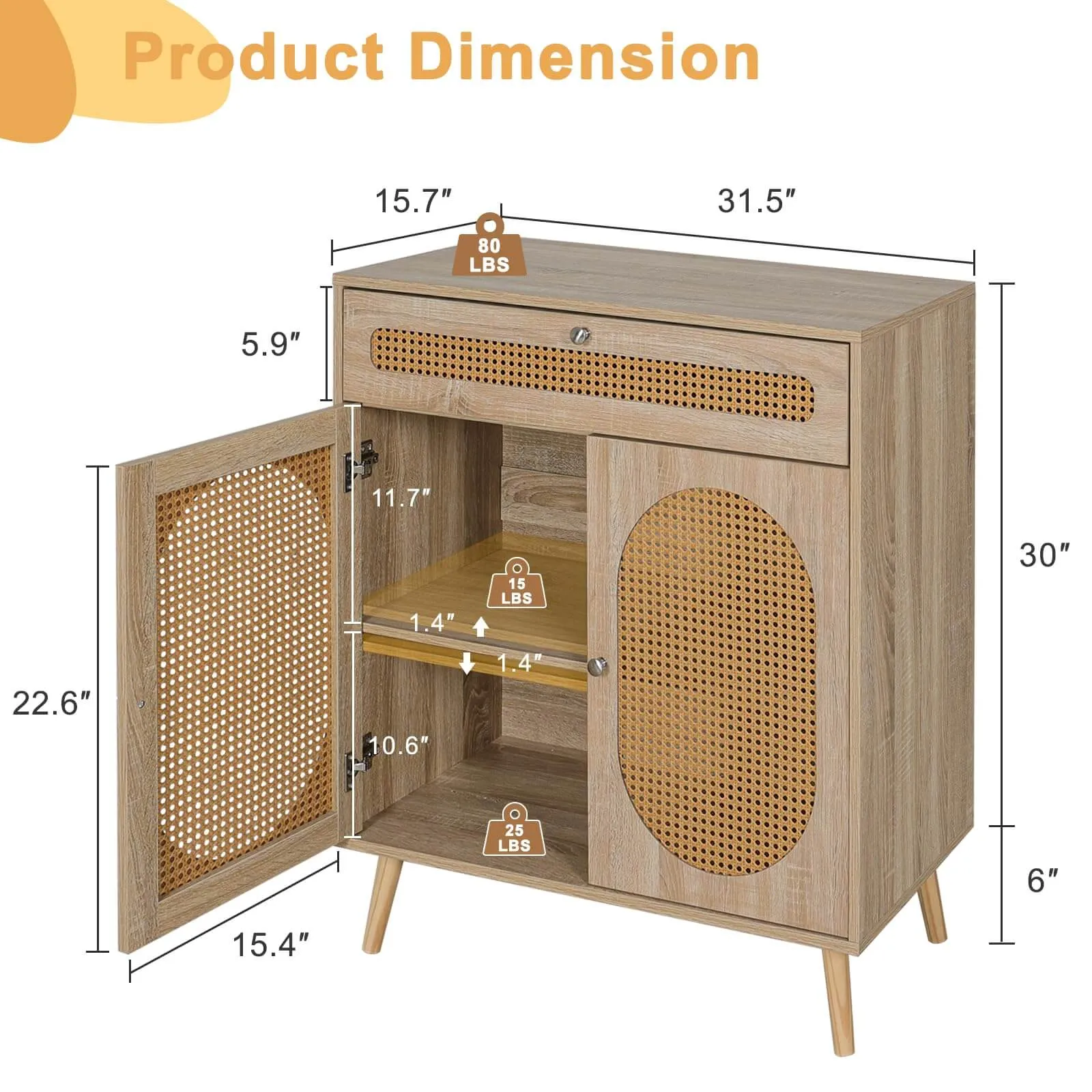 Rattan Buffet Cabinet With Drawer IF035