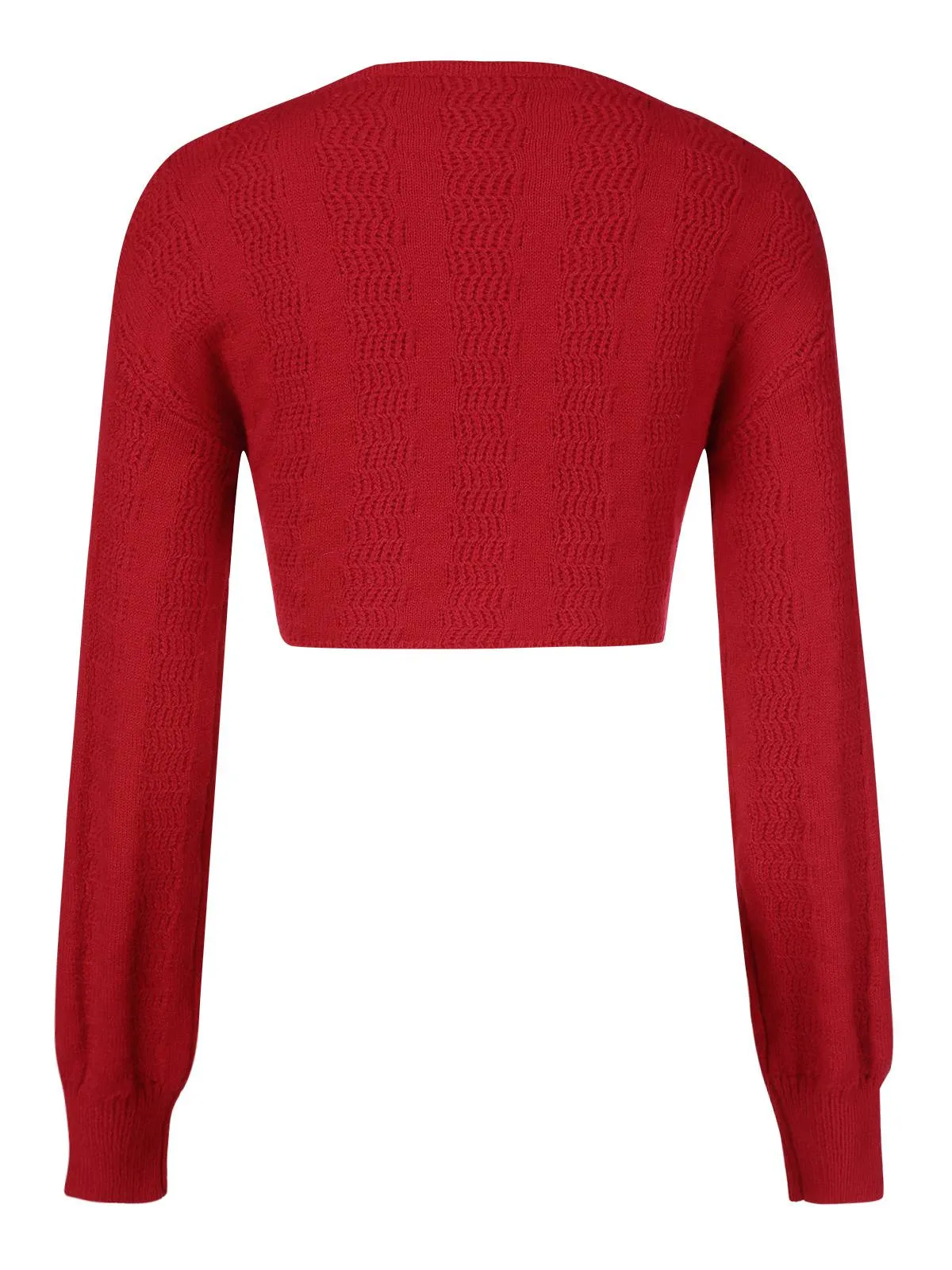 Red 1980s Christmas Bowknot Crop Sweater