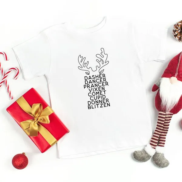 Reindeer Names Antlers Toddler Graphic Tee