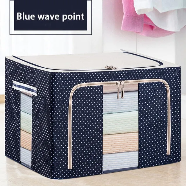 RFWCAK Household Portable Cloth Organizer Oxford Clothes Storage Box Quilt Duvet Storage Bin Underwear Storage Boxes Organizer