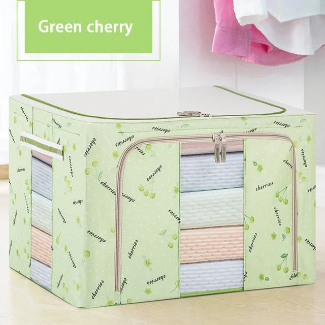 RFWCAK Household Portable Cloth Organizer Oxford Clothes Storage Box Quilt Duvet Storage Bin Underwear Storage Boxes Organizer