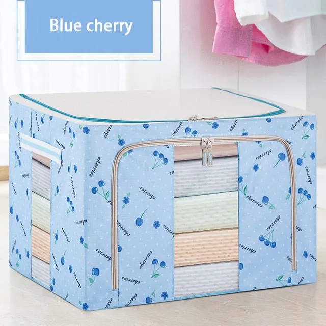 RFWCAK Household Portable Cloth Organizer Oxford Clothes Storage Box Quilt Duvet Storage Bin Underwear Storage Boxes Organizer