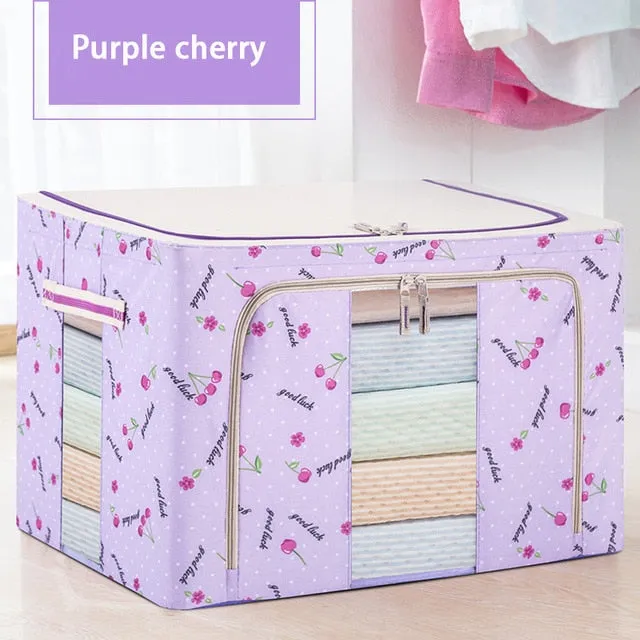 RFWCAK Household Portable Cloth Organizer Oxford Clothes Storage Box Quilt Duvet Storage Bin Underwear Storage Boxes Organizer