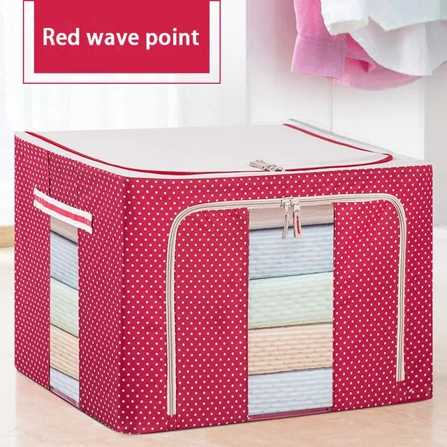 RFWCAK Household Portable Cloth Organizer Oxford Clothes Storage Box Quilt Duvet Storage Bin Underwear Storage Boxes Organizer