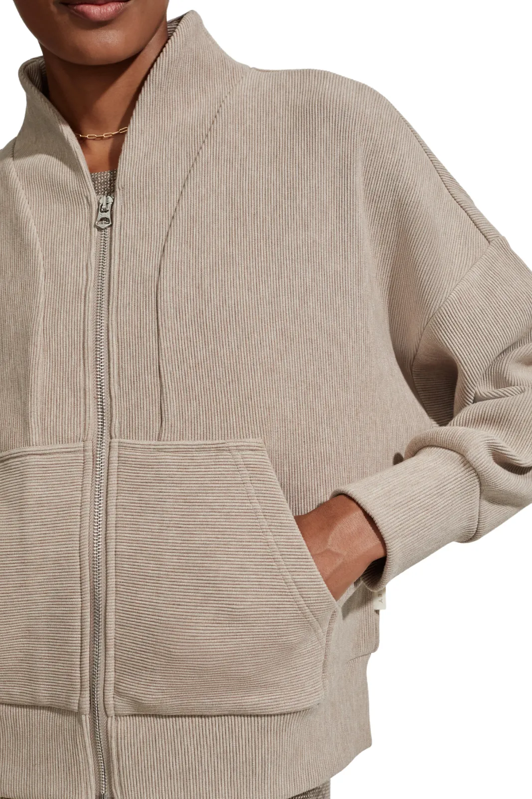 Rosanne Zip Through Sweat Taupe Marl