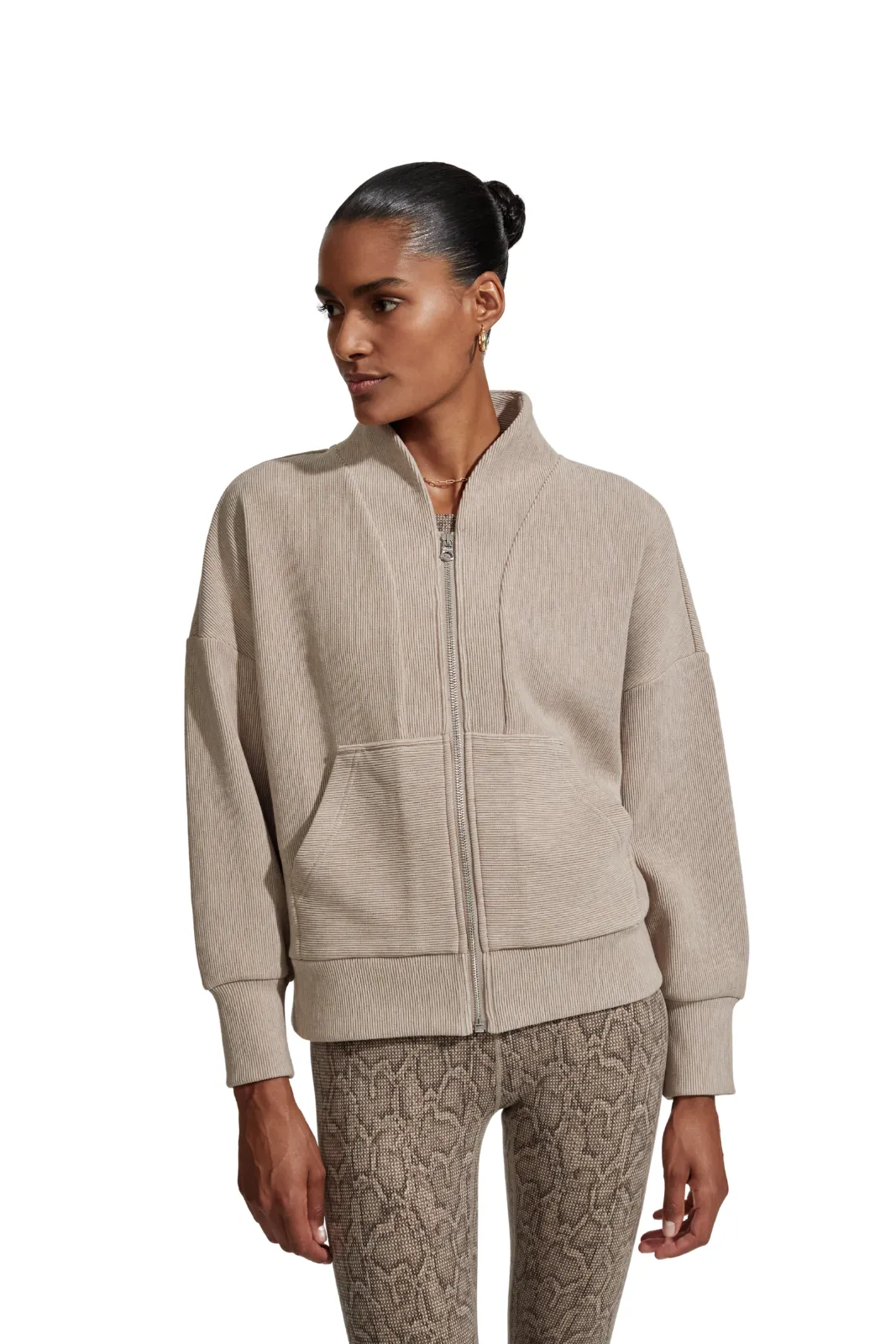 Rosanne Zip Through Sweat Taupe Marl