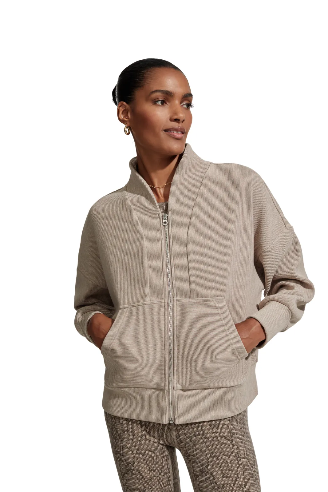 Rosanne Zip Through Sweat Taupe Marl