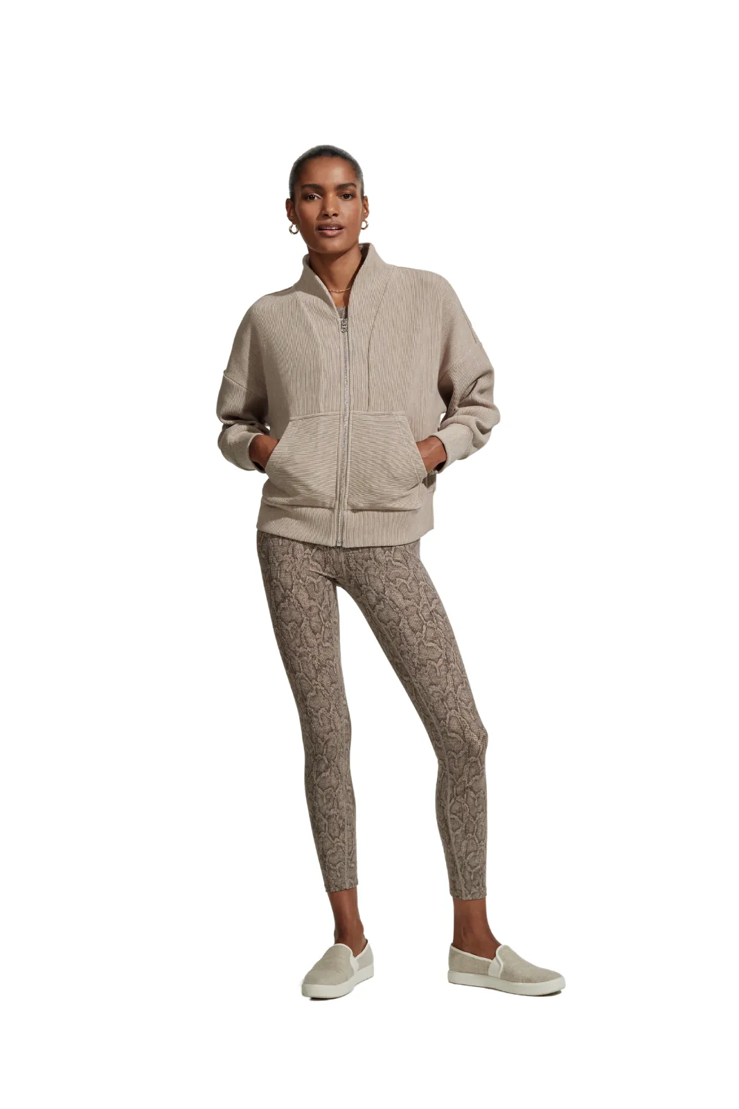 Rosanne Zip Through Sweat Taupe Marl