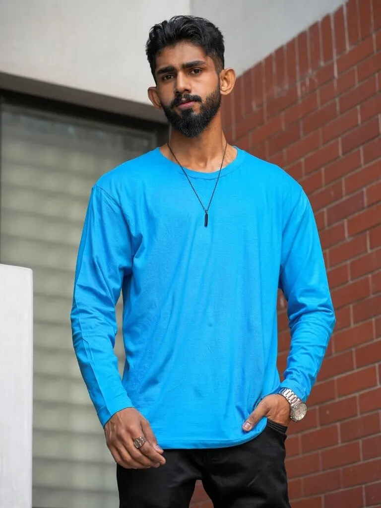 Round Neck Sea Blue Full Sleeve