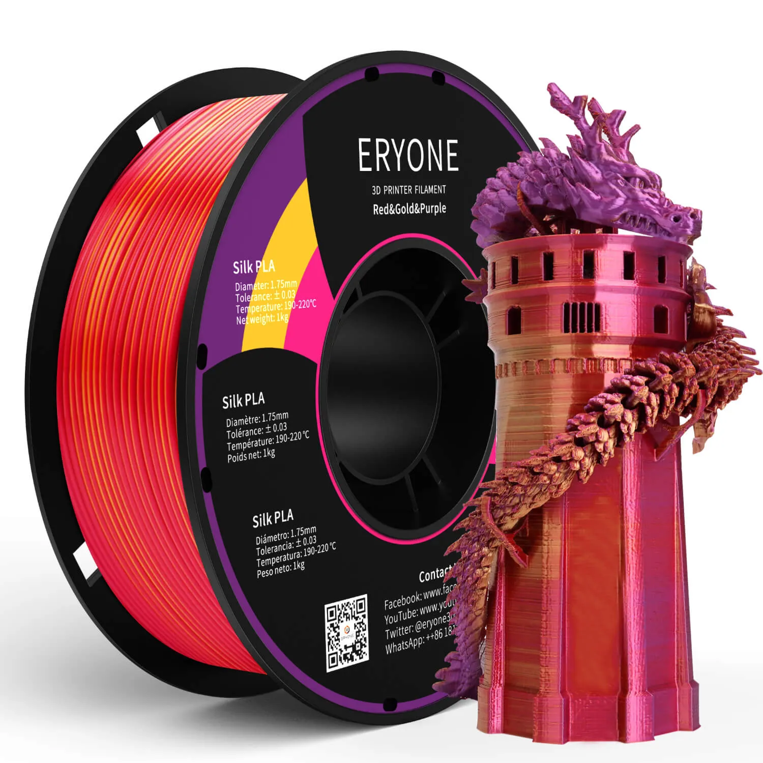 (RU only)Pre-sale- ERYONE All Series PLA 3D Filament 1kg  FREE SHIPPING(MOQ:20 rolls,can mix color)