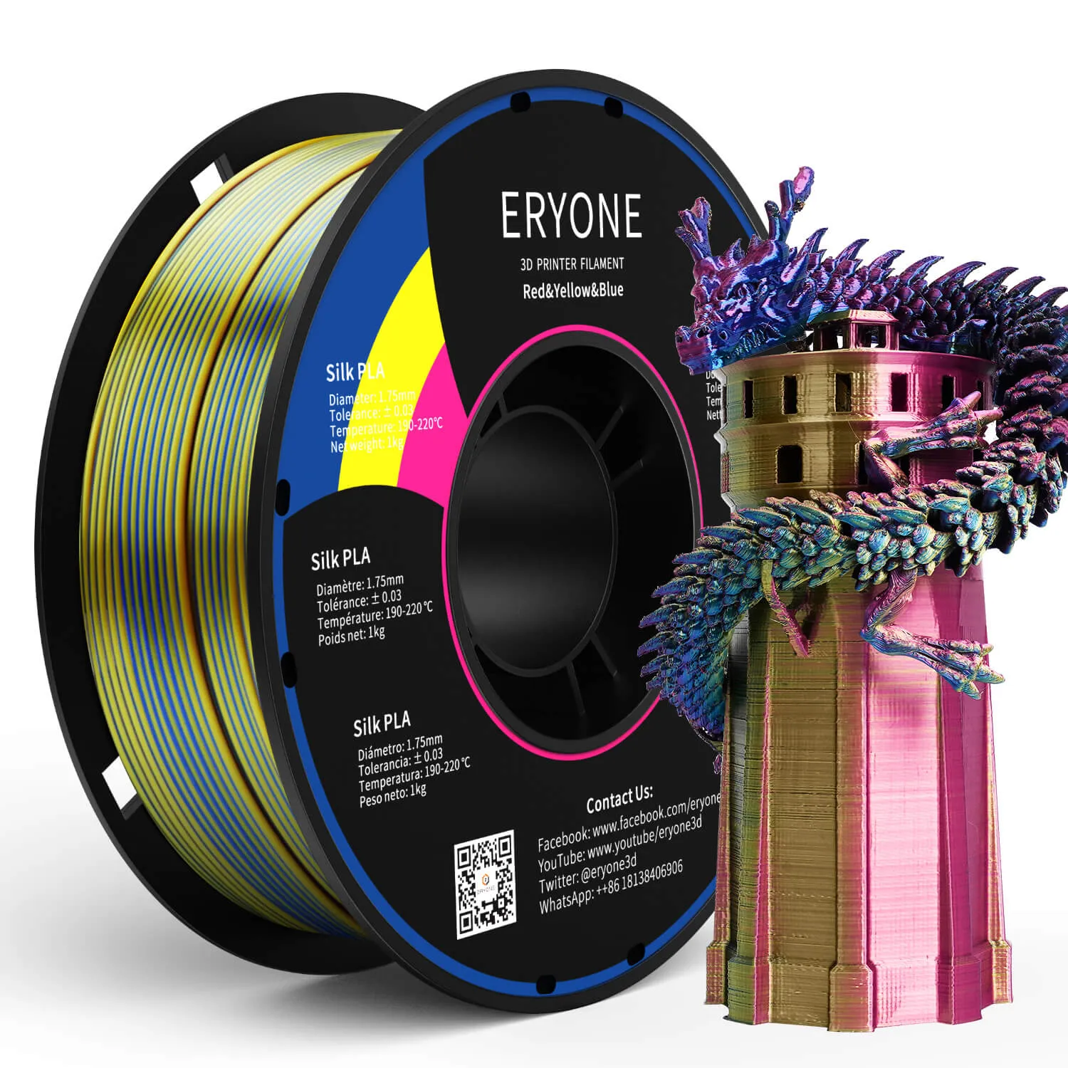 (RU only)Pre-sale- ERYONE All Series PLA 3D Filament 1kg  FREE SHIPPING(MOQ:20 rolls,can mix color)