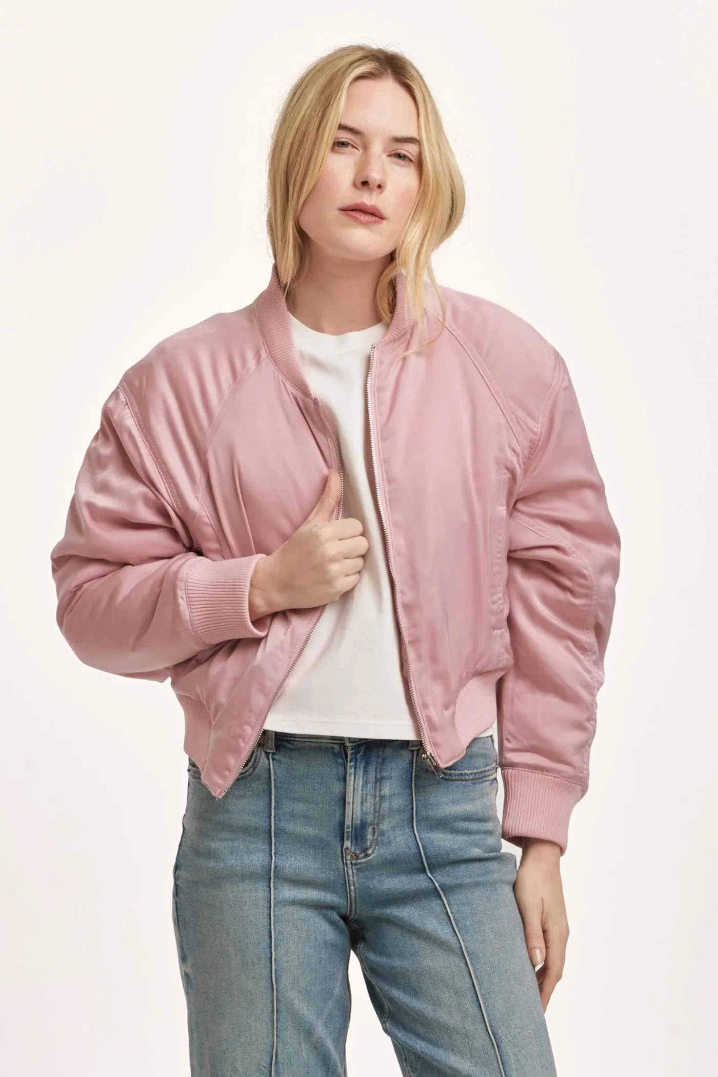 Samaria Relaxed Bomber Jacket - Satin Pink